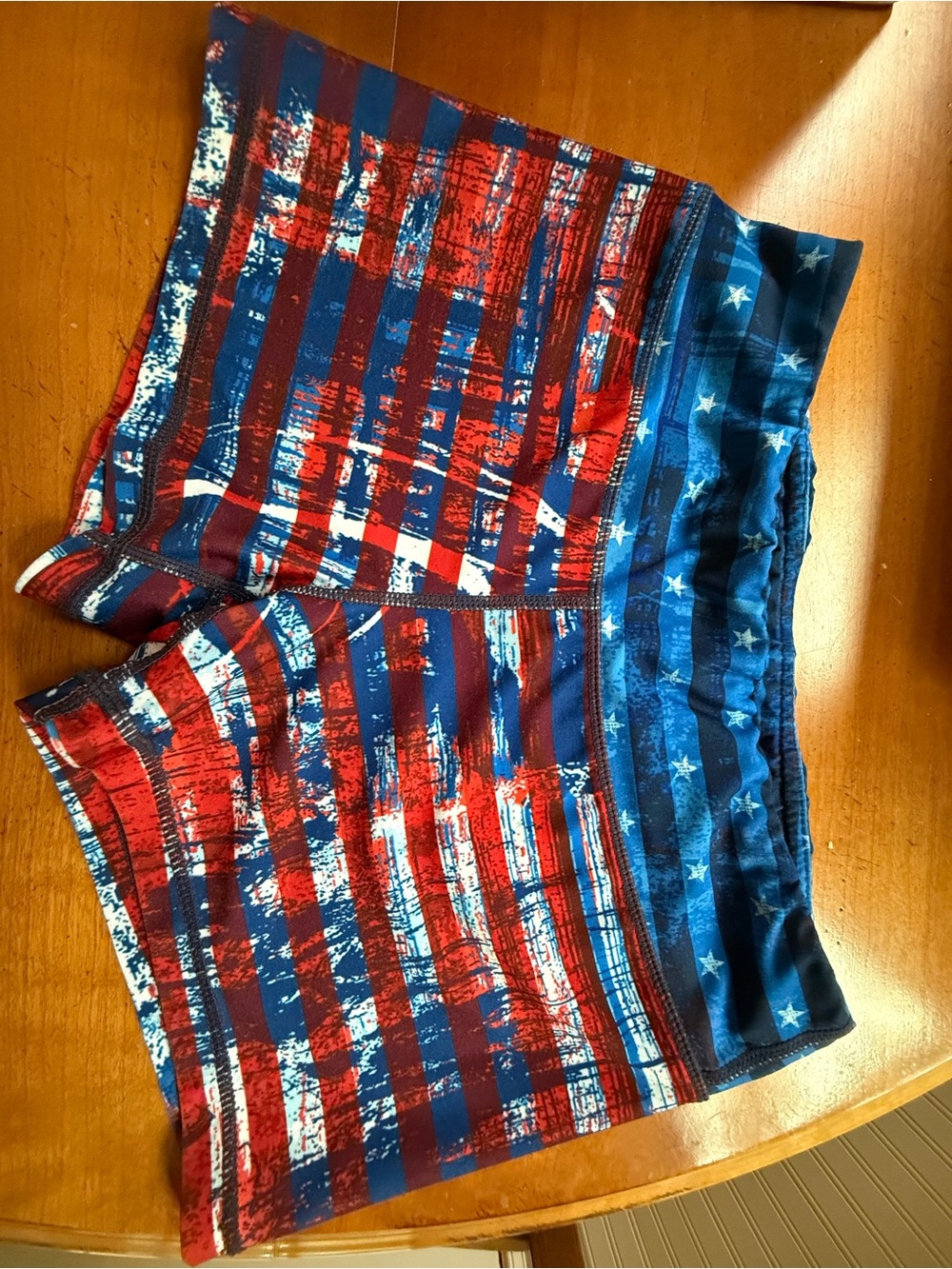 Women's Athletic Shorts Bundle- Flag Print and Leaf Print - Picture 6 of 7